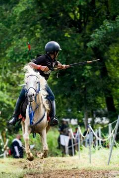 Horseback archery Stock Photos