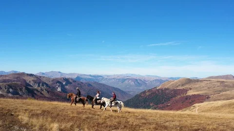 Horseback mountain riding Stock Footage 119384864