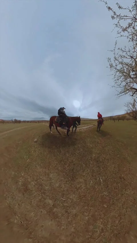 Horseback riding on camera 360 Stock Footage 273137095