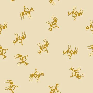 Horseback riding spring glyph vector seamless pattern イラスト素材