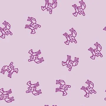Horseback riding spring line vector seamless pattern 스톡 일러스트