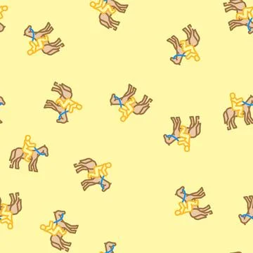Horseback riding spring vector seamless pattern Illustrazione stock