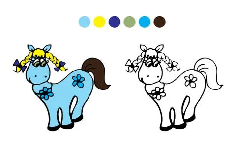 Horse.Color, black and white. Vector Stock Illustration