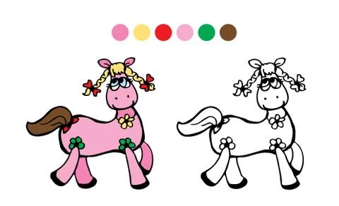 Horse.Color, black and white. Vector Illustrazione stock