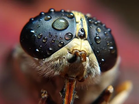 Horsefly  eyes in droplets close-up Stock Photos
