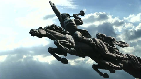 Horseman monument Stock Footage 33643208