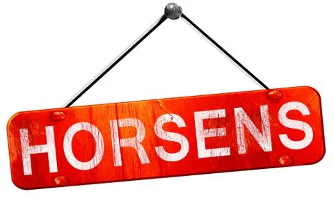 Horsens, 3D rendering, a red hanging sign Stock Illustration