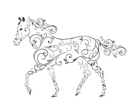 Horses from curls Stock Illustration