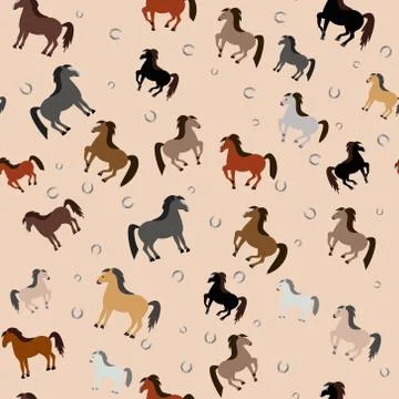 Horses in different colors Stock Illustration