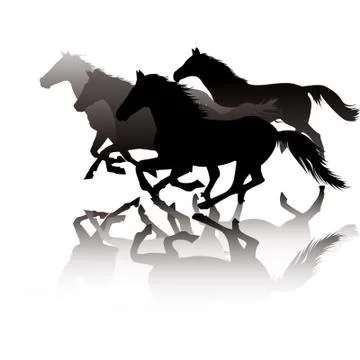 Horses in gallop Stock-Illustration