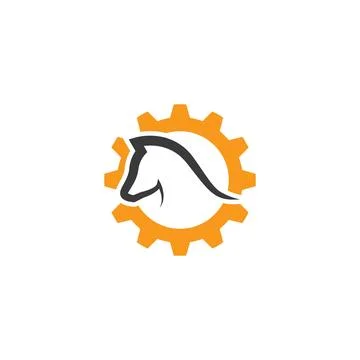 Horses with gear icon Template Vector illustratio Illustrazione stock