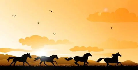 Horses Stock Illustration