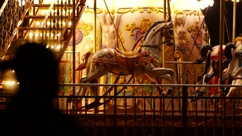 Horses inside moving Carousel, roundabou... | Stock Video | Pond5