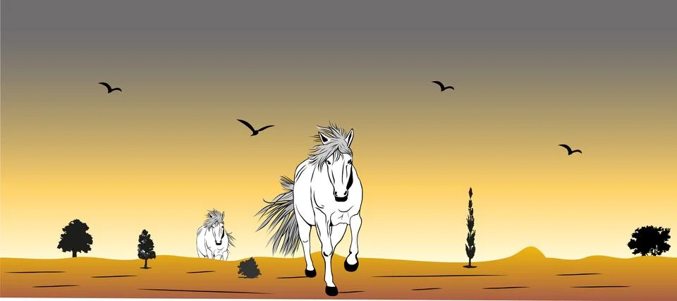  HORSES IN LIBERTY Stock Illustration
