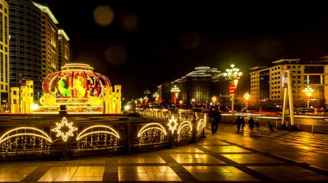 The horses light at Oriental Square during Chinese Spring Festival in Beijing, Stock-Footage 35522267