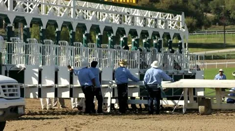 HORSES OUT OF STARTING GATE Stock Footage 10922658