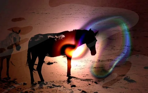 Horses photo highlighting with vivid fireball movement footage. Stock Footage