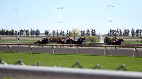 Horses Racing To The Finish Stock Footage 37995286
