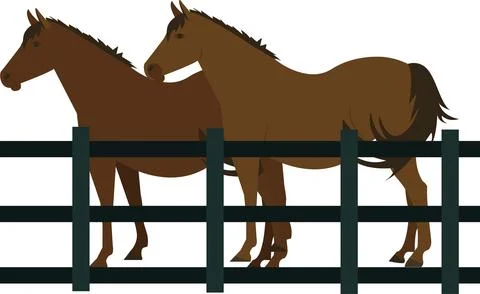 Horses in stall vector icon isolated on white Stock Illustration