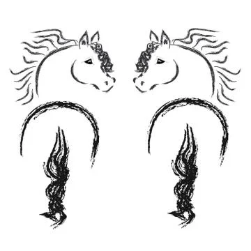 Horses on white background Stock Illustration