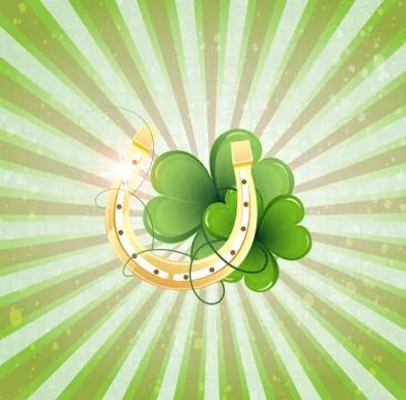 Horseshoe and clover Illustrazione stock