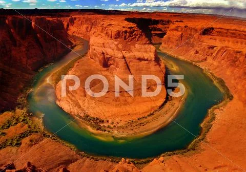 Horseshoe Bend Colorado River above Grand Canyon Arizona Stock Photos