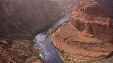 Horseshoe Bend River Bend and Red Cliffs Stock Footage 313531640