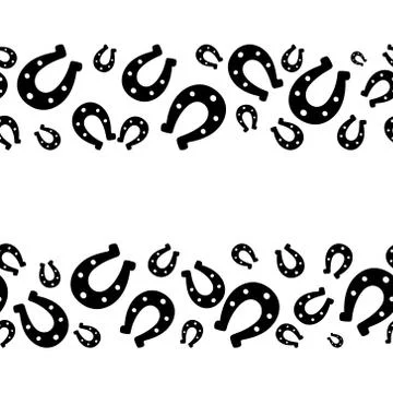 Horseshoe. Border. Seamless vector pattern. Illustrazione stock