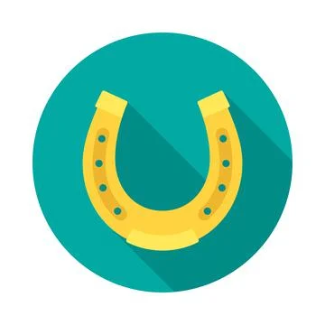 Horseshoe circle icon with long shadow. Flat design style. Illustrazione stock