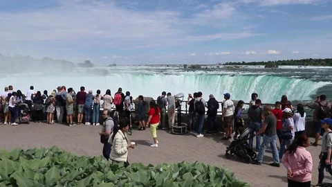 Horseshoe Falls Niagara Falls view from Canada side on a spring sunny day Video stock 329155292