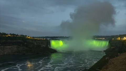 The Horseshoe Falls section of Niagara Falls. Time lapse. Stock Footage 91947633