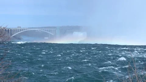Horseshoe Falls, viewed from Table Rock Centre in Niagara Falls, Ontario.  Stock Footage 311326429