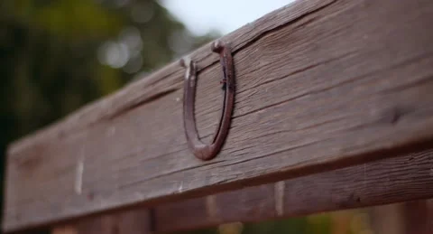 Horseshoe on Fence Post Stock Footage 142286175