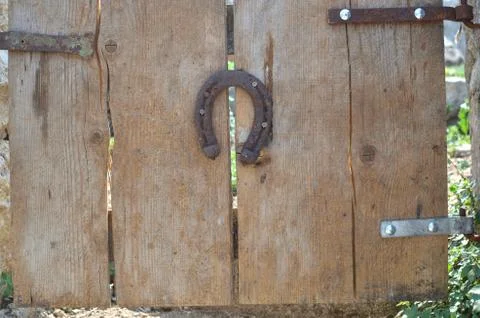 Horseshoe on a gate Stock Photos