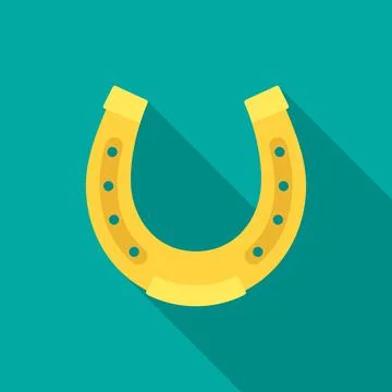 Horseshoe icon with long shadow. Flat design style. Illustrazione stock