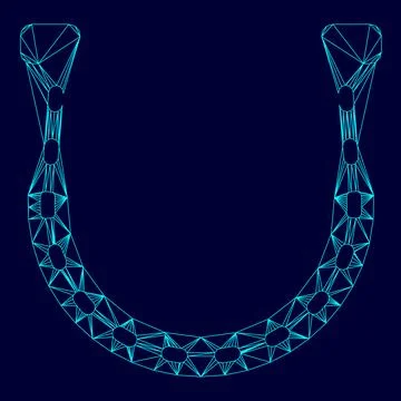 Horseshoe low poly triangulation triangulated polygonal electric cyan blue vi Ilustración de archivo
