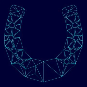 Horseshoe low poly triangulation triangulated polygonal electric cyan blue .. Stock Illustration