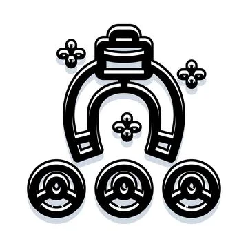 Horseshoe magnet attracting metal objects physics concept Illustrazione stock