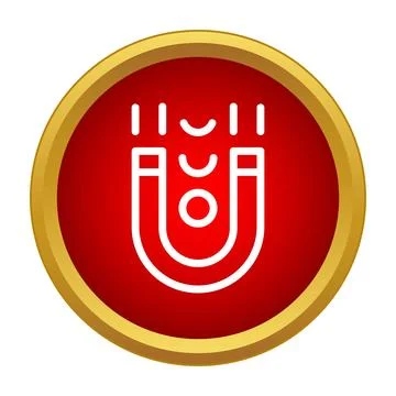 Horseshoe magnet generating attraction force icon Illustrazione stock