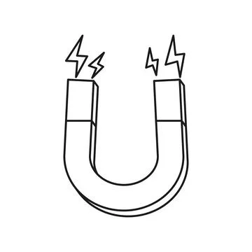 Horseshoe magnet icon in flat outline stroke style. Magnetic power vector i.. Stock Illustration