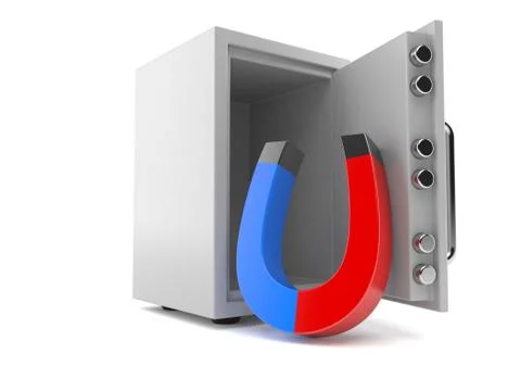 Horseshoe magnet inside safe Stock Illustration