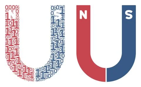 Horseshoe Magnet Mosaic of Binary Digits Stockillustratie