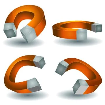 Horseshoe magnet set Stock Illustration