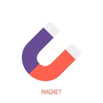 Horseshoe magnet. Vector flat icon. Material that produces magnetic field. Stock Illustration