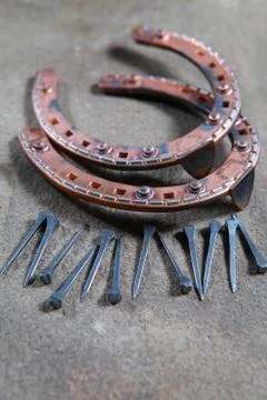 Horseshoe with nails Stock Photos