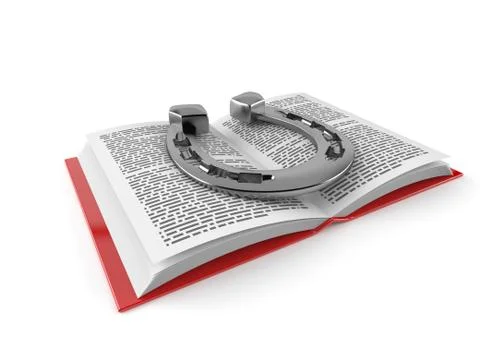 Horseshoe on open book Stock Illustration