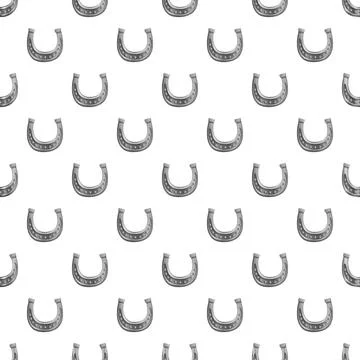 Horseshoe pattern repeating metallic good luck symbol Stock Illustration