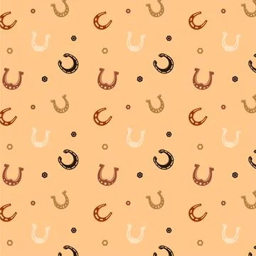 Horseshoe seamless pattern. Cowboy ranch. Horse hoof. Lucky fortune. Equestrian Stock Illustration