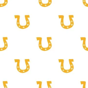 Horseshoe Seamless Pattern, Hand Drawn doodle background. Vector illustration Illustrazione stock