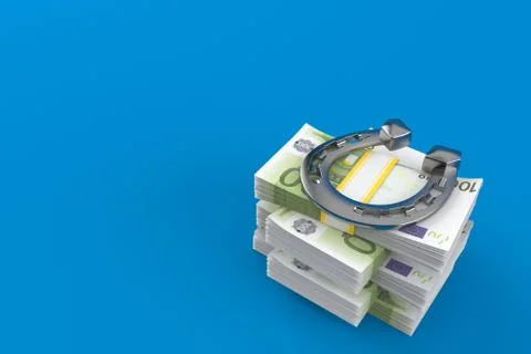 Horseshoe on stack of money Stock Illustration